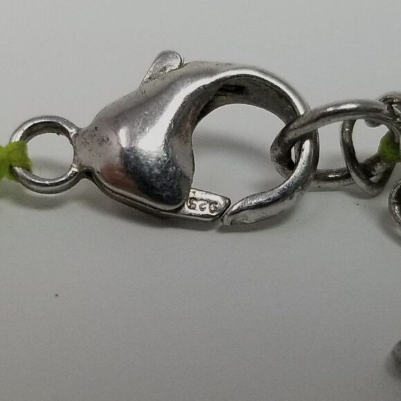 Sterling Silver and Dyed Green Howlite Stone Slab Two Strand Statement Necklace - Picture 4 of 7